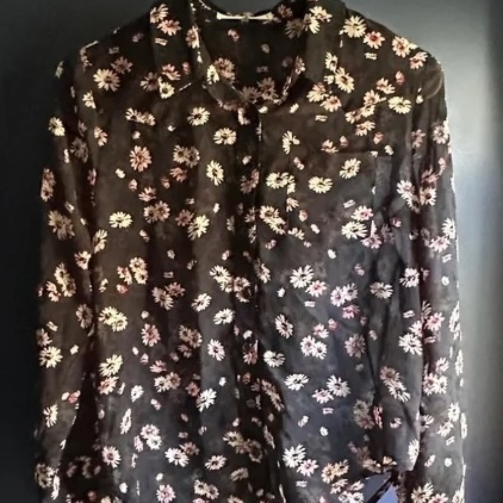 Sheer Floral Button-Up By Love Tree
